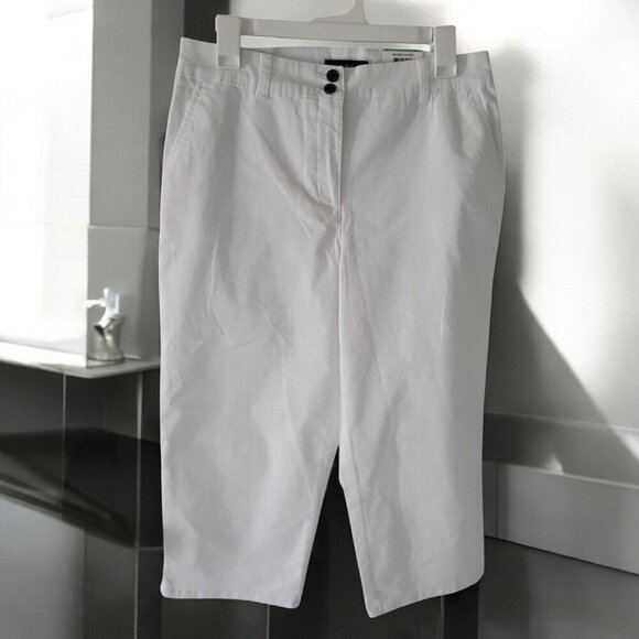 Karen Scott Pants - Karen Scott Cotton Womens  Woven Bright White Capri Pants Comfort Waist SZ 8